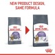 Image shows two bags of Royal Canin cat food labeled "Care Appetite Control" with a note stating "New product design, same formula."