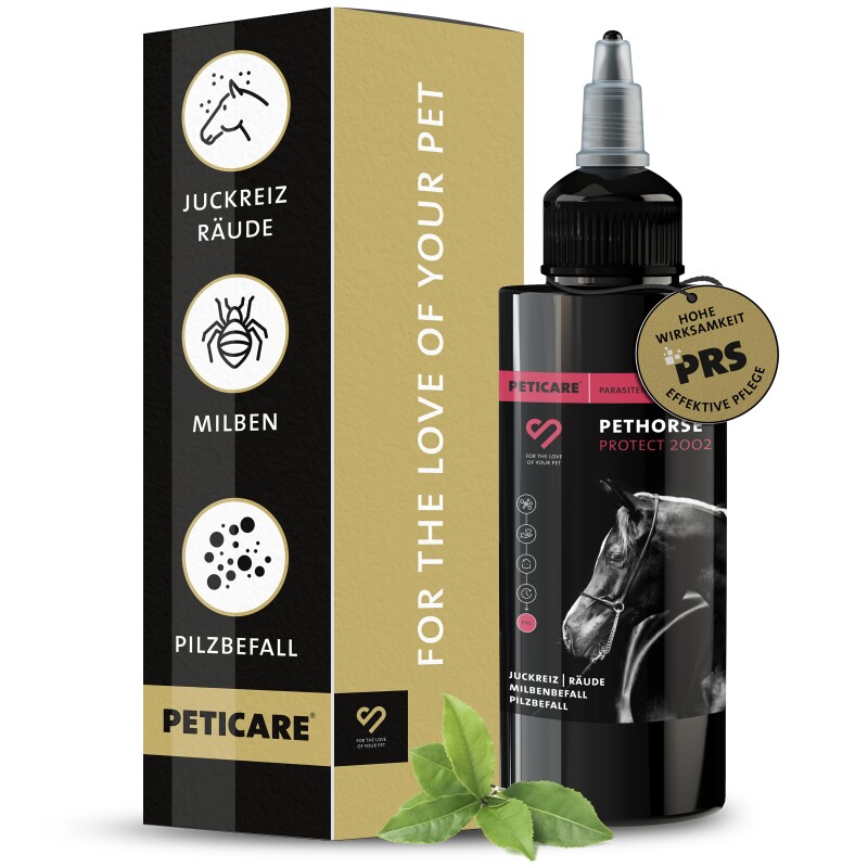 Peticare Anti-Parasiten Mittel für Pferde gegen Milben Flöhe Pilze 100 ml