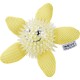 Un jouet pour chien en forme de fleur jaune avec un centre épineux et des pétales en maille, avec un visage souriant et une étiquette AniOne.