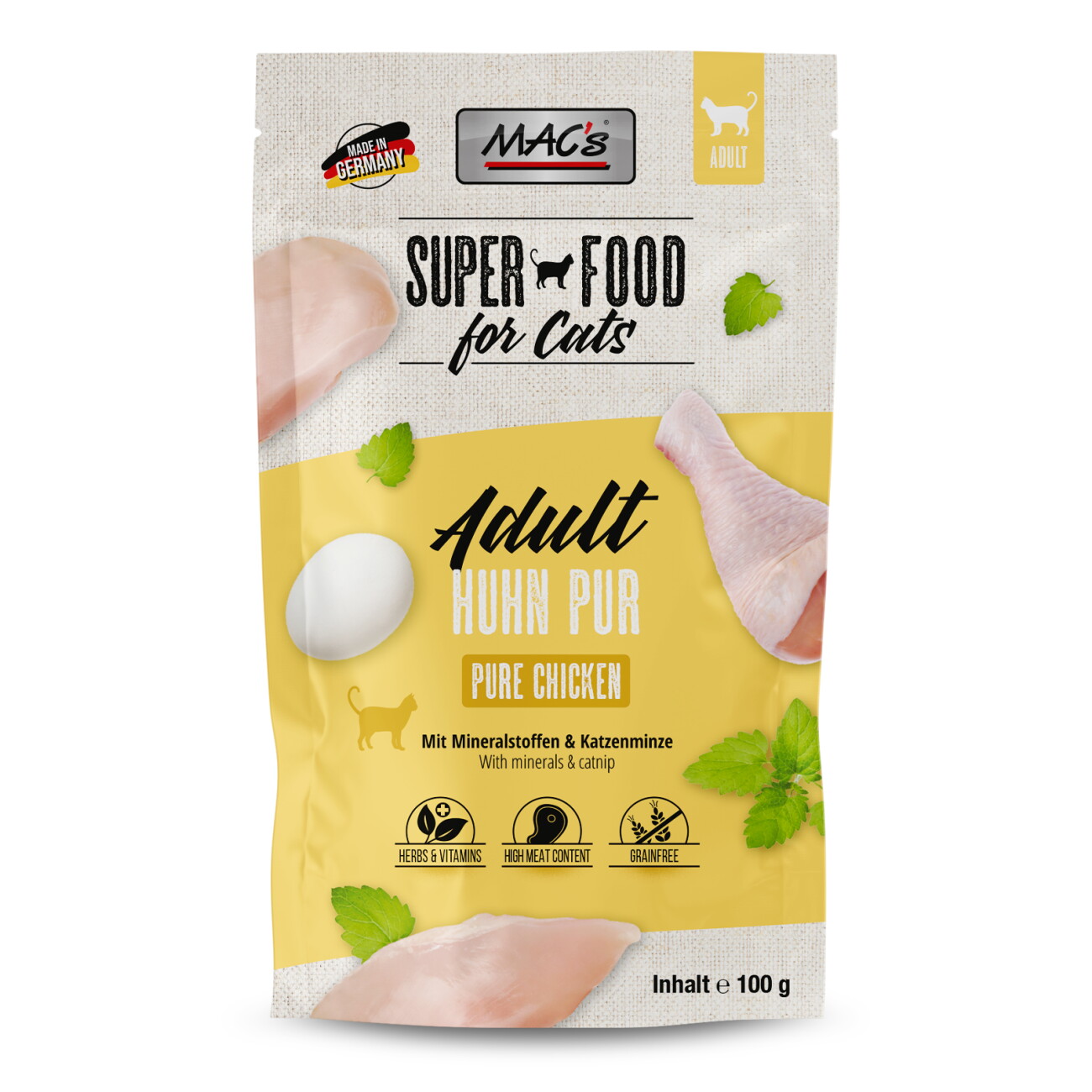 MAC's Nassfutter Katze Adult Hühnchen pur 12x100 g
