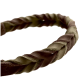 Geflochtener Lederhundehalsband in erdigen Tönen von Braun und Grün, das ein stilvolles und langlebiges Design zeigt.