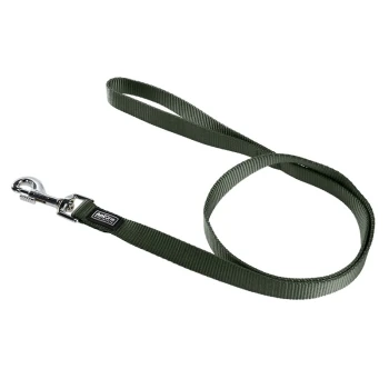 Short Leash Classic Nylon dark green green M A green nylon dog leash with a metal clip at one end, displayed against a white background.