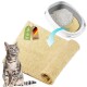 Katzenstreumatte aus 100 % Hanf, 10 Stück, hergestellt in Deutschland, gezeigt mit einer Katze und einer Katzentoilette.