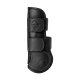 Schwarze Lederpferdeschuh mit Klettverschlüssen, mit dem LeMieux-Logo auf einem Diamantpatch.