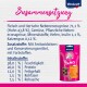 Vitakraft Cat Yums Verpackung zeigt eine Katze und listet die Zutaten auf: 71,1% Fleisch, 43,8% Hähnchen, 38% Feuchtigkeit, 20% Protein.