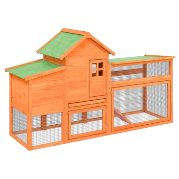 Holzhaustierhaus mit grünem Dach, mehreren Ebenen, Netzseiten zur Belüftung und einer kleinen Tür, ideal für kleine Tiere.