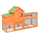Holzhaustierhaus mit grünem Dach, mehreren Ebenen, Netzseiten zur Belüftung und einer kleinen Tür, ideal für kleine Tiere.