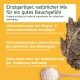 Gelbes Produktetikett: „Einzigartiger, natürlicher Mix für ein gutes Bauchgefühl“ mit Rinde und Löffel mit weißem Pulver