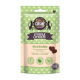 Grüne Snackverpackung mit der Aufschrift "Kitty's Cuisine Crunchy Snack" mit herzförmigen Truthahn- und Aroniabeeren-Leckerlis.