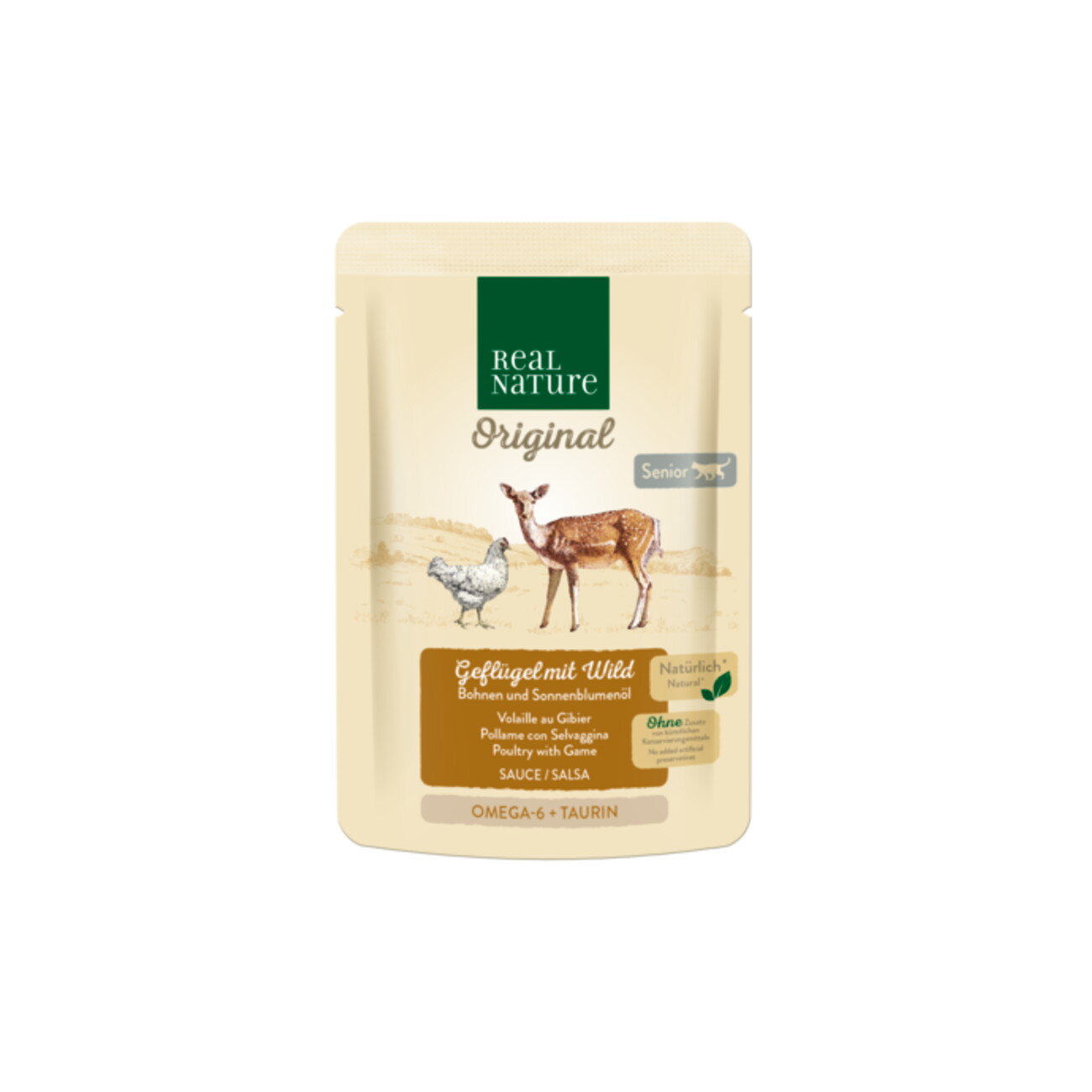 REAL NATURE Original Nassfutter Katze, Senior Geflügel mit Wild 12x85 g