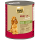Select Gold Adult Sensitive Hundefutterdose mit Bild eines Golden Retrievers, Ente mit Kartoffel Geschmack, 800g.