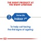 Image of a product label for cat food, featuring the text "Home Life Indoor 7+" and "To help cat facing the first signs of ageing."