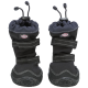 Schwarze Tierstiefel mit verstellbaren Riemen und elastischen Oberteilen, featuring einem Trixie-Logo, designed für den Außenschutz.