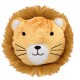 Ein runder, plüschiger Löwenstofftier mit einer weichen goldenen Mähne, weißem Gesicht und gestickten Gesichtszügen, ideal für Haustiere.