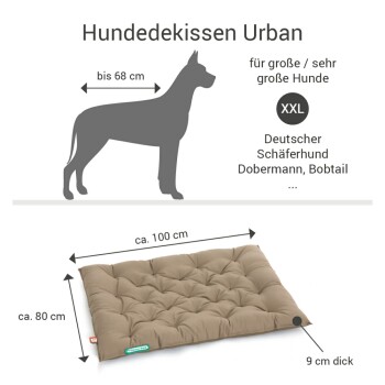 Hunde-Kissen Urban für große Hunde, Maße ca. 100 cm x 80 cm, 9 cm dick, geeignet für Deutsche Schäferhunde, Dobermänner, Bobtails.