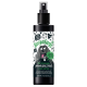 Eine schwarze Sprühflasche mit der Aufschrift 'Bugalugs Wild Lemongrass Deodorising Spray + Shed Control', mit einem Cartoon-Hund und Symbolen wie Knochen und Scheren.