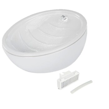 Waterfall Ceramic Drinking Fountain white with replacement filter