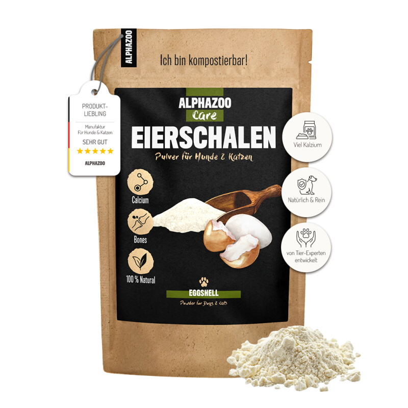 ALPHAZOO Eierschalen-Pulver für Hunde und Katzen 500 g