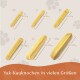 Gelber Hundekau-Stick mit Aufschriften: Getreidefrei, geruchlos, aus frischer Kuhmilch, zuckerfrei, ohne künstliche Zusatzstoffe.