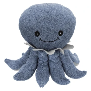 Be Nordic Octopus Ocke Ein niedliches blaues Plüsch-Oktopusspielzeug mit einem lächelnden Gesicht und weichen, strukturierten Tentakeln, ideal für Haustiere.