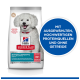 Hill's Science Plan hypoallergenes Hundefutter in einer Tüte mit einem flauschigen weißen Hund und einem blauen Kreis, der hochwertiges, getreidefreies Protein hervorhebt.