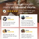 Zwei Pferde, die sich beschnuppern, vor einem Bewertungsbanner mit Fünf-Sterne-Bewertungen und deutscher Überschrift 'Bewertungen sagen mehr'