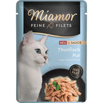 Feine Filets Nassfutter Katze Adult in Sauce 24x100 g Thunfisch pur
