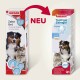 Verpackung der Beaphar Hunde- und Katzen-Zahngel, alte und neue Versionen, mit Text auf Deutsch und Englisch, für frischen Atem und Plaquekontrolle.