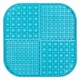 Eine leuchtend türkisfarbene Silikon-Haustierfütterungsmatte, die in vier Abschnitte unterteilt ist, mit strukturierten Oberflächen für Stabilität und Halt.