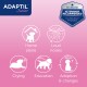 ADAPTIL Junior logo with icons representing solutions for dogs: Home alone, Loud noises, Crying, Education, Adoption & changes.