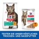 Bild von Hill's Science Plan Tiernahrung: Trockenfutter "Perfect Weight Adult 1+" mit Huhn und Nassfutter "Perfect Weight Adult 1-6" mit Lachs.
