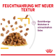 Feuchtfutter mit neuer Textur, zeigt gleichförmige Stückchen in schmackhaftem Gelee, auf weißem Hintergrund.