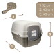 Beige geschlossene Katzentoilette mit vorderer Klappe, beschriftet 'GarPet', angezeigte Maße: 1: 52 cm, 2: 40 cm, 3: 40 cm.