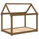 Holzrahmen für ein Haustierhaus mit einem schrägen Dachdesign, das eine offene Struktur und einen lamellenförmigen Boden zur Belüftung aufweist.