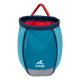 Eine blau-graue Hundeleckerlitasche mit rotem Innenfutter, mit dem Text "GO TOGETHER" und dem Kurgo-Logo eines laufenden Hundes.
