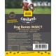 Hunde-Leckerlipackung "Dog Bones INSECT" von Caniland, mit zwei Hunden, die im Freien spielen. Zutaten umfassen Insektenprotein und Kartoffel.