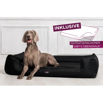 ® GOOFY - Orthopädisches Hundebett aus Polyester inkl. Matratzenschoner schwarz 1,3 m, 25 cm, 1 m