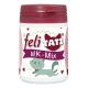 Behälter mit Feli Tatz WK-Mix für Katzen, mit einem verspielten Cartoon-Katzendesign und Herzen auf einem weißen Hintergrund.