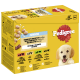Pedigree Junior Hundefutterbox mit einer gemischten Auswahl mit Reis, einschließlich Rind-, Huhn- und Lammgeschmack, in Gelee.