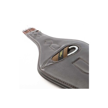 Braunes Leder-Ha harness mit gepolstertem Design, ausgestattet mit einem metallenen D-Ring und einem Etikett, das "K-9 Style" liest.