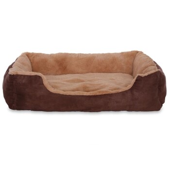 Lionto Hundekissen, Hundebett / Katzenbett mit Wendekissen, Größe (L) ca. 75×60 cm, beige/braun braun L