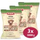 Drei Beutel DIBO Pansen Hundefutter, jeweils 2000g, mit einer natürlichen und ausgewogenen Ernährung für Hunde, mit Bildern des Futters auf der Verpackung.