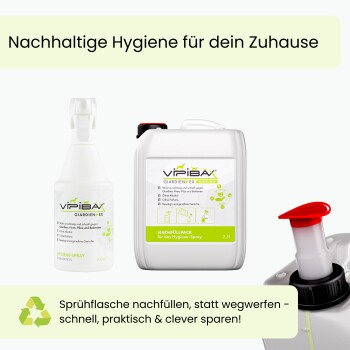 Weißer Sprühflasche Vipibax Giardien EX Hygienespray für Haustiere, 500 ml, wirksam gegen Giardia, Viren, Pilze und Bakterien.