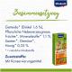 Vitakraft Tiernahrungsverpackung mit einem Kaninchen, das Zutaten auflistet: Getreide, Früchte, Mineralien, Samen, Gemüse und Honig.