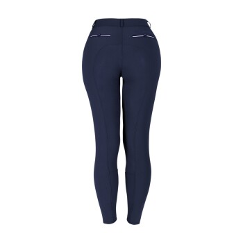 Marineblaue Reitleggings mit einem strukturierten Muster, mit zwei Gesäßtaschen mit kontrastierendem Besatz und einer engen Passform.