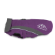 Lila-grauer Hundemantel mit Berg-Logo 'outdoor DOGZ-WEAR' und 'WOLTERS'-Etikett.