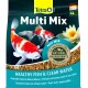 Verpackung von Tetra Pond Multi Mix Fischfutter mit bunten Koi-Fischen, mit dem Text "Gesunde Fische & klares Wasser" und "Keine Konservierungsstoffe hinzugefügt."