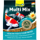 Verpackung von Tetra Pond Multi Mix Fischfutter mit bunten Koi-Fischen, mit dem Text "Gesunde Fische & klares Wasser" und "Keine Konservierungsstoffe hinzugefügt."