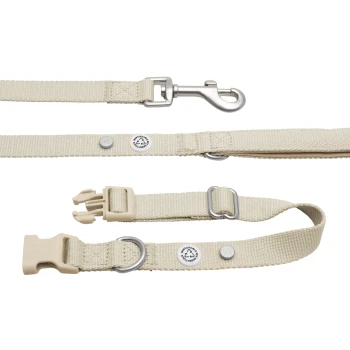 Hundehalsband-Auslaufset beige S