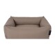 Ein weiches, rechteckiges Haustierbett in neutralem Beige mit erhöhten Seiten, entworfen für Komfort und Unterstützung.